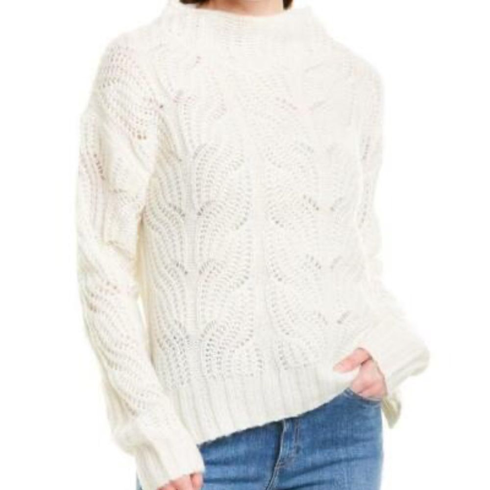 J. Crew AF007 Cable Knit Sweater Cream Light Weight Pullover XS
